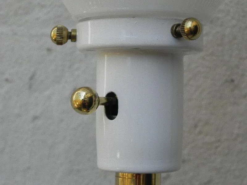 Nessen Brass Compact Floor Lamp, Mini Torchier, with White Pleated Shade