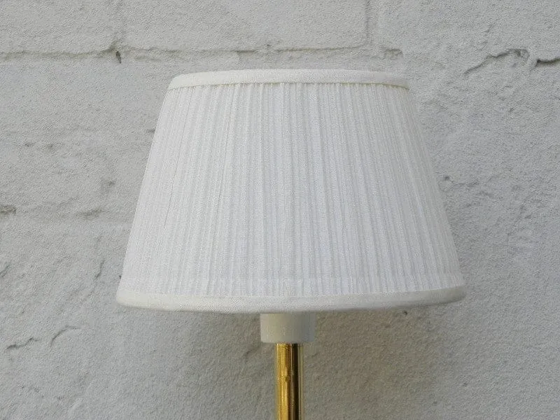 Nessen Brass Compact Floor Lamp, Mini Torchier, with White Pleated Shade