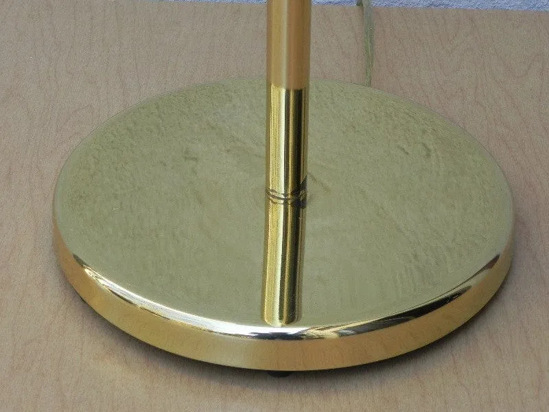 Nessen Brass Compact Floor Lamp, Mini Torchier, with White Pleated Shade