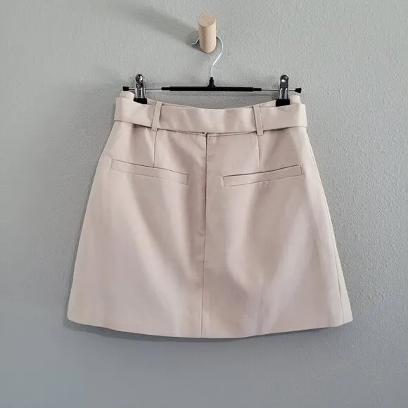Neutral Beige Pleated Mini Skirt School Dark Academia Preppy Summer