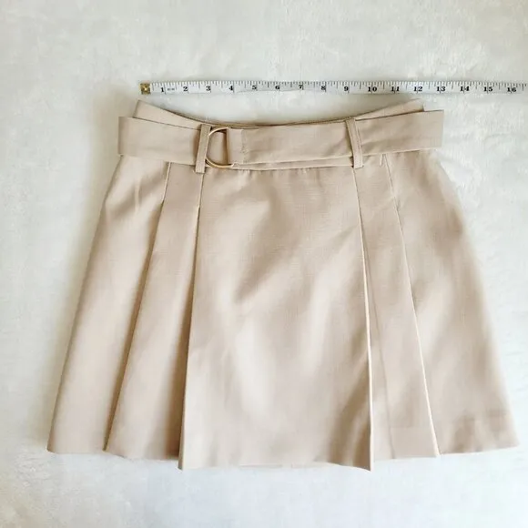 Neutral Beige Pleated Mini Skirt School Dark Academia Preppy Summer