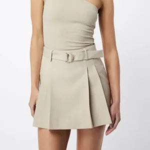 Neutral Beige Pleated Mini Skirt School Dark Academia Preppy Summer