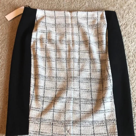 New Calvin Klein Tweed Scuba Skirt white black size 16
