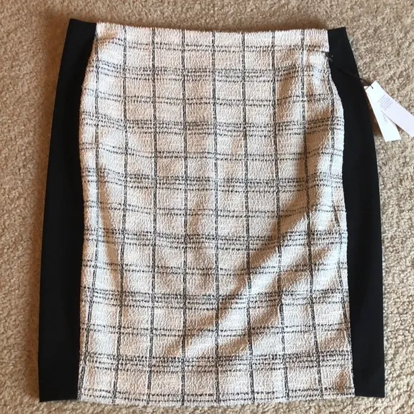 New Calvin Klein Tweed Scuba Skirt white black size 16