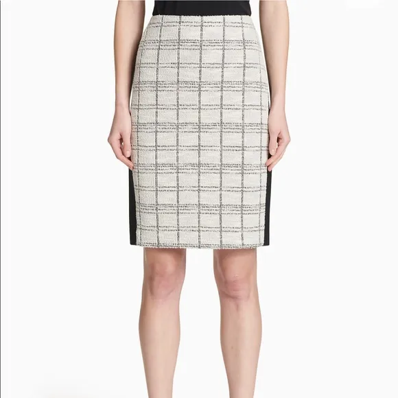 New Calvin Klein Tweed Scuba Skirt white black size 16