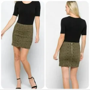 NEW! Free People Dusty Army Combo Modern Femme Denim Mini Skirt