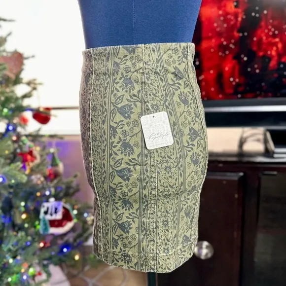 NEW! Free People Dusty Army Combo Modern Femme Denim Mini Skirt