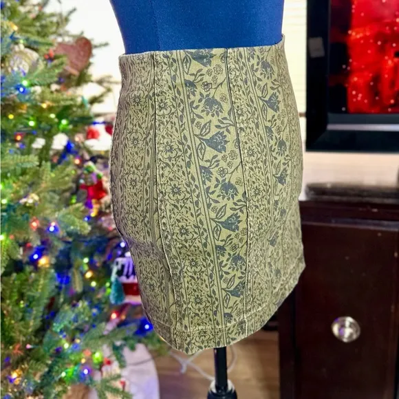 NEW! Free People Dusty Army Combo Modern Femme Denim Mini Skirt