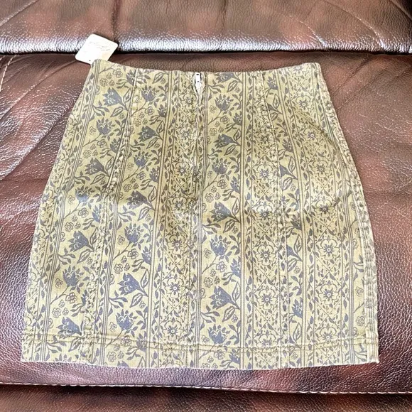 NEW! Free People Dusty Army Combo Modern Femme Denim Mini Skirt