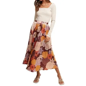 NEW LISTICLE floral dream pleated skirt in multi