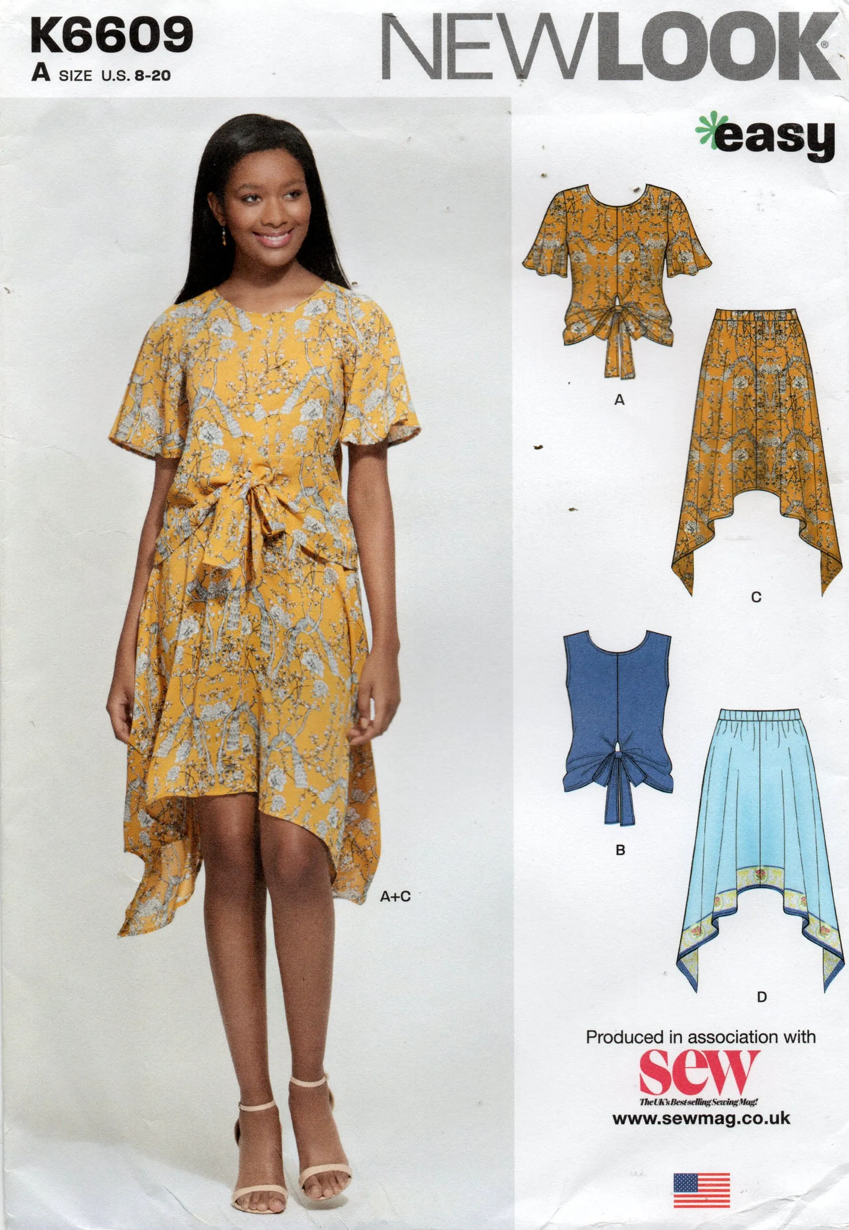 New Look K6609 Womens EASY Casual Two Piece Dress Out Of Print Sewing Pattern Size 8 - 20 UNCUT Factory Folded