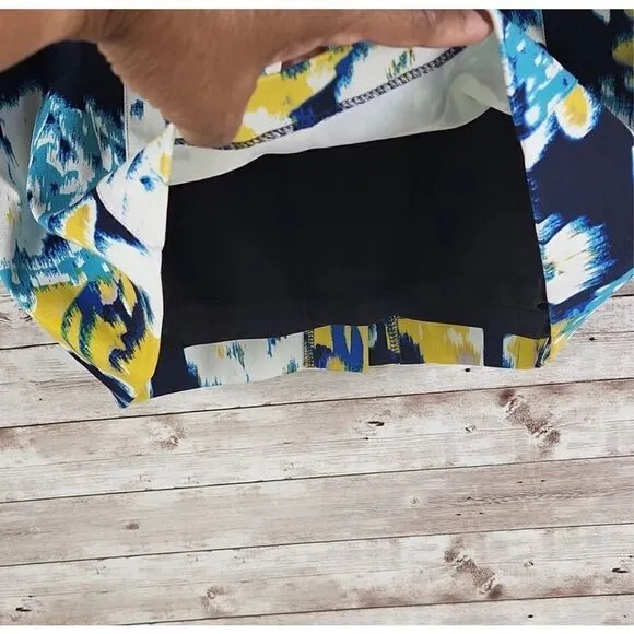 New Lysse New York Charity Pencil Skirt Yellow/Navy Flower Bunch Stitch Fix size