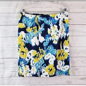 New Lysse New York Charity Pencil Skirt Yellow/Navy Flower Bunch Stitch Fix size
