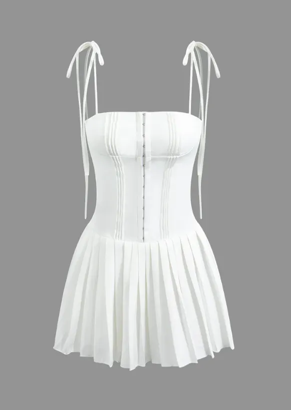NEW Micas Hook And Eye Front Zip Up Back Pleated Cami Mini Dress, Sz XS, Retails $72
