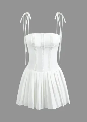 NEW Micas Hook And Eye Front Zip Up Back Pleated Cami Mini Dress, Sz XS, Retails $72