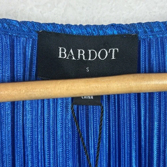 NEW nwt Bardot Bellissa Pleated Faux Wrap Mini Dress Vibrant Blue Metallic
