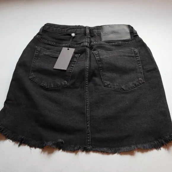 NEW  One Teaspoon Black Swan Mini Denim Skirt  size 25