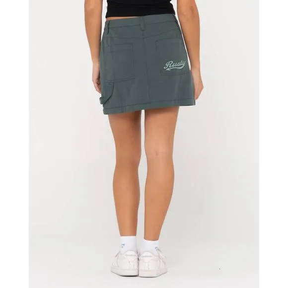 NEW RUSTY billie low-rise ripstop zip off skirt in army green