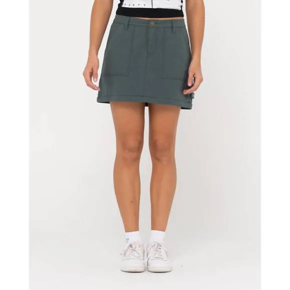 NEW RUSTY billie low-rise ripstop zip off skirt in army green