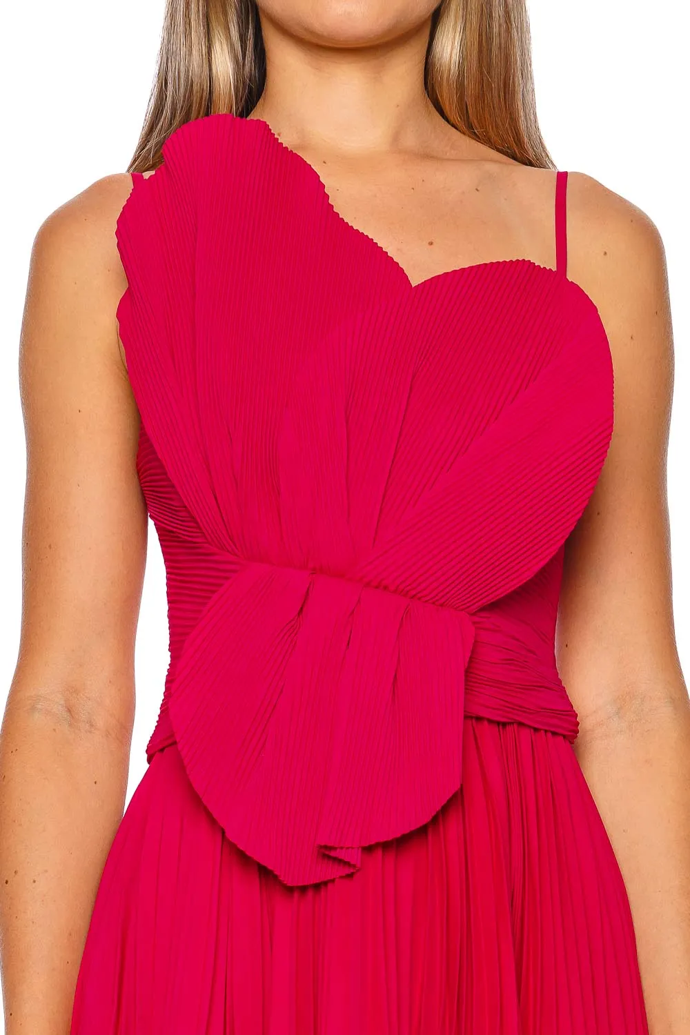Newtie Pleated Pink Sculptural Mini Dress