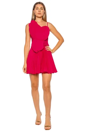 Newtie Pleated Pink Sculptural Mini Dress
