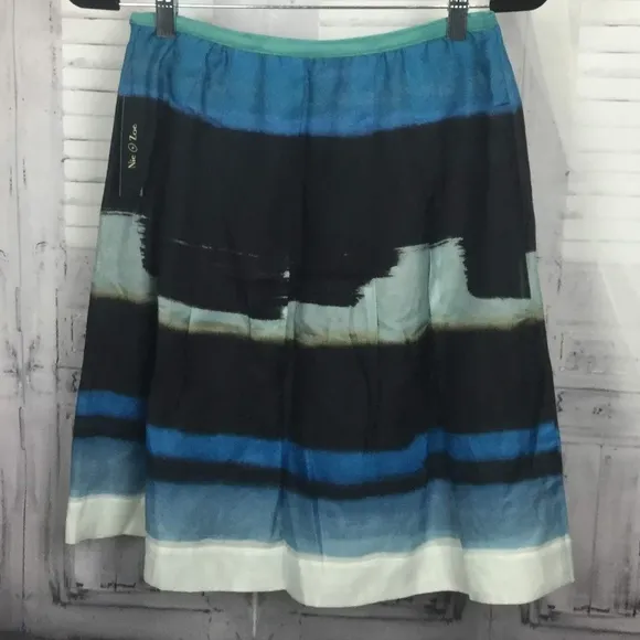 Nic Zoe Blue &amp; Black Aline Skirt NWT 4
