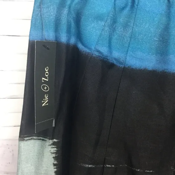 Nic Zoe Blue &amp; Black Aline Skirt NWT 4