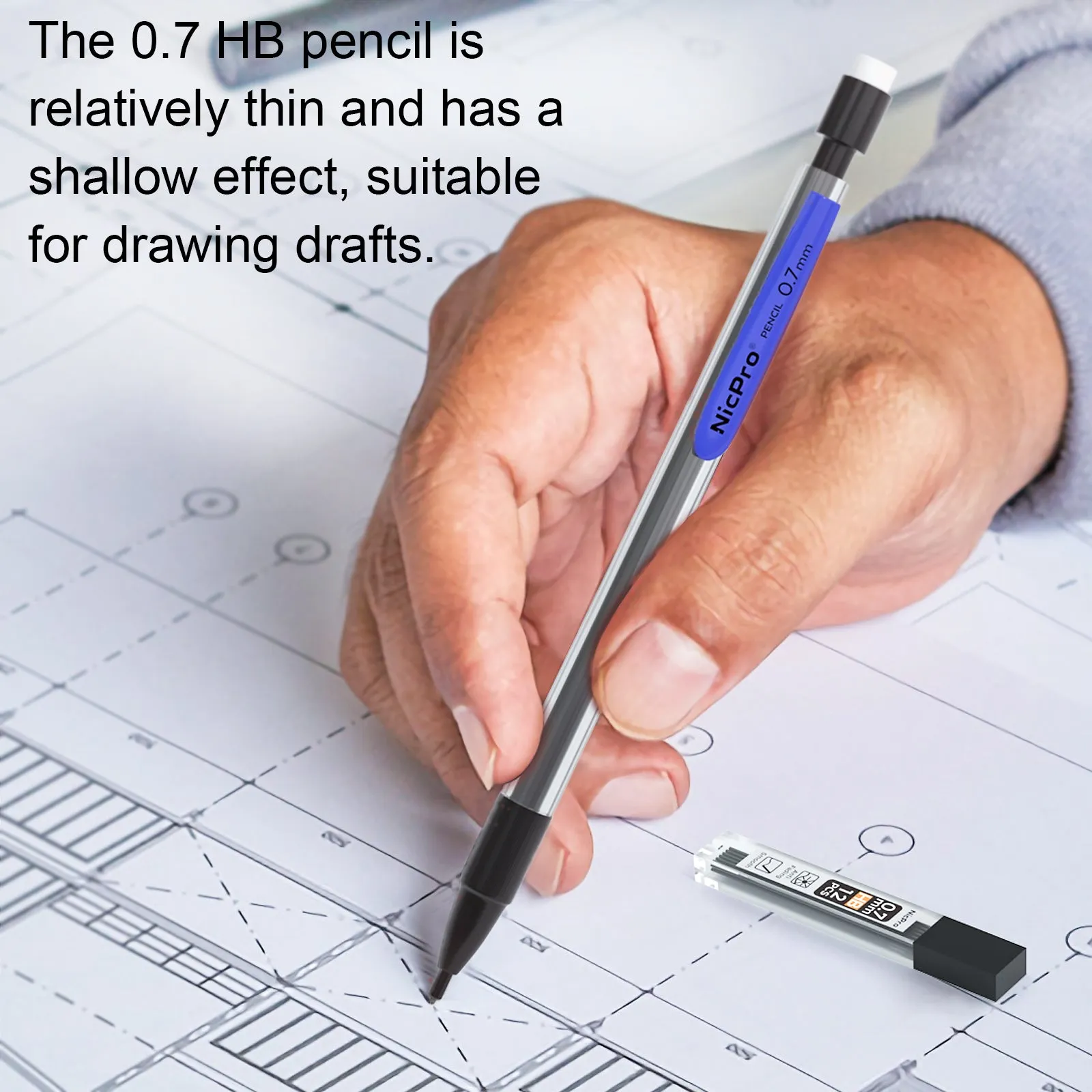 Nicpro 6 PCS 0.7 mm Mechanical Pencil Set, Color Pencil Clips Design Drafting Pencil with HB Lead Refills, 3 Eraser Refills for Student Writing, Drawing, Sketching