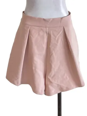 Nude Pleated A-Line Shorts