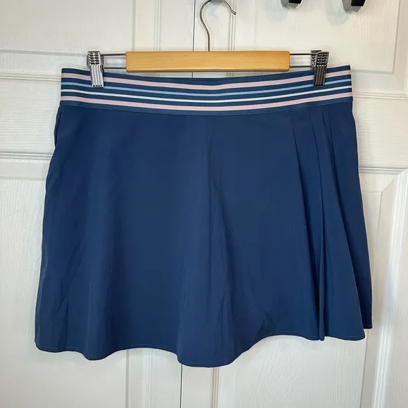 NWOT Johnny Was Calme Blue Endurance Tennis Skirt Skort Pleated Mini SZ.XL