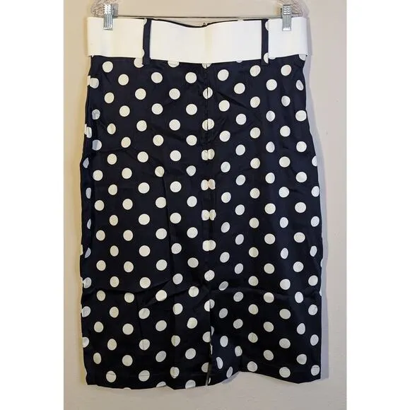 NWOT RockSteady Navy White Dot Slit Back Belted Pencil Skirt Pinup Rockabilly 3X