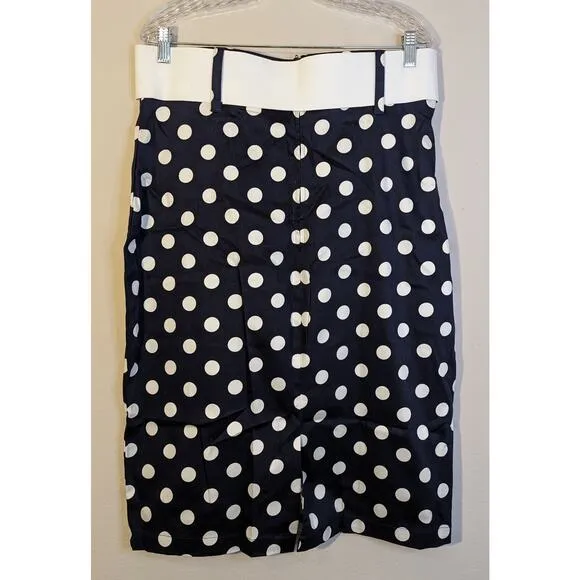NWOT RockSteady Navy White Dot Slit Back Belted Pencil Skirt Pinup Rockabilly 3X