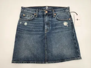 NWT 7 For All Mankind Distressed Denim Jean Mini Skirt Women's Size 27
