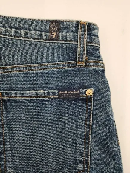 NWT 7 For All Mankind Distressed Denim Jean Mini Skirt Women's Size 27