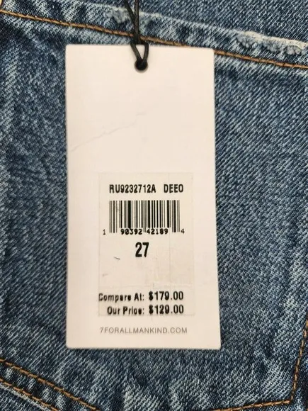 NWT 7 For All Mankind Distressed Denim Jean Mini Skirt Women's Size 27