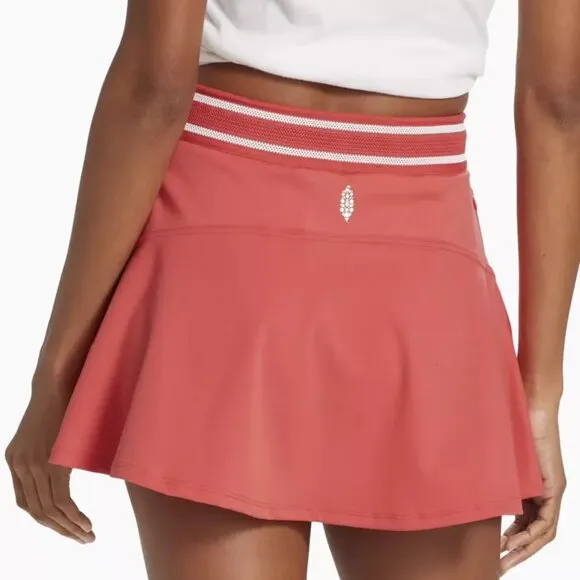 NWT $78 FREE PEOPLE ROUND ROBIN SKORT Skirt/Shorts Combo Red White FP Movement