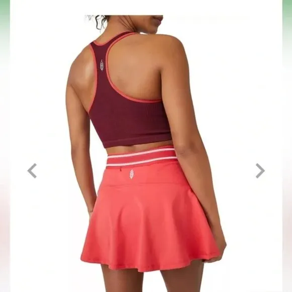 NWT $78 FREE PEOPLE ROUND ROBIN SKORT Skirt/Shorts Combo Red White FP Movement