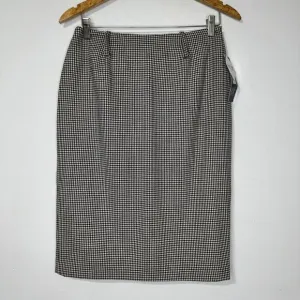 NWT ANNE KLEIN Houndstooth Stanhope Worsted Wool Pencil Midi Skirt Sz 8P