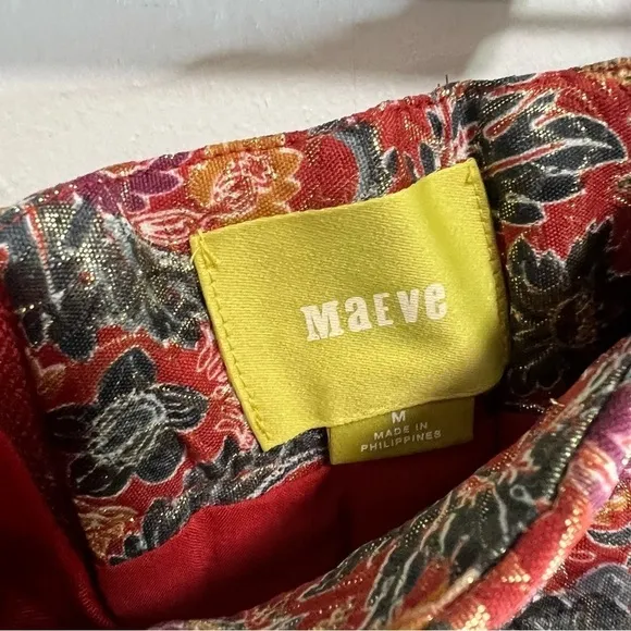 NWT Anthropologie Maeve “Rosia” Pleated Floral Metallic Brocade Skirt