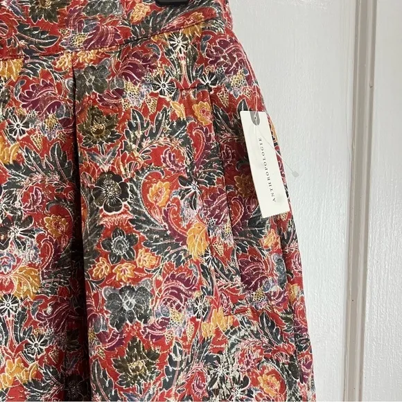NWT Anthropologie Maeve “Rosia” Pleated Floral Metallic Brocade Skirt