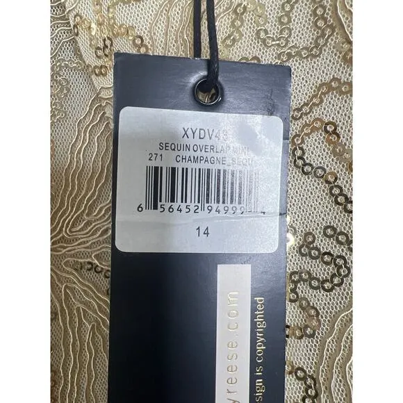 NWT Anthropologie Plenty by Tracy Reese Sequin Overlap Mini Skirt in Gold SZ 14