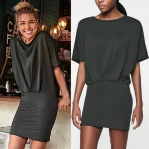 NWT Athleta Pronto Pleated Mini Dress Black