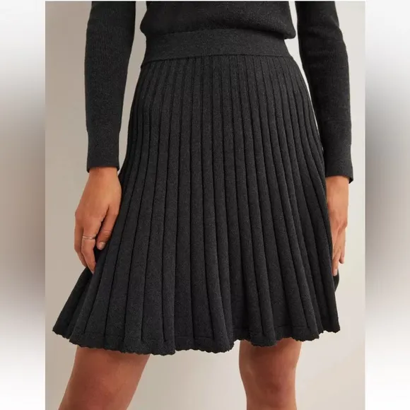 NWT Boden Pleated Knitted Mini Dress 12R Gray