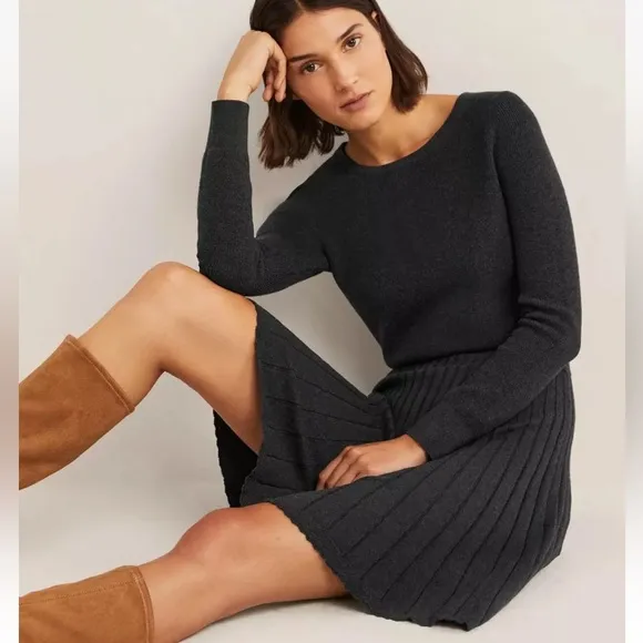 NWT Boden Pleated Knitted Mini Dress 12R Gray