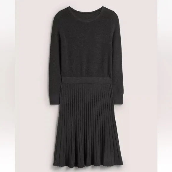NWT Boden Pleated Knitted Mini Dress 12R Gray