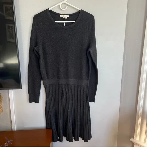 NWT Boden Pleated Knitted Mini Dress 12R Gray