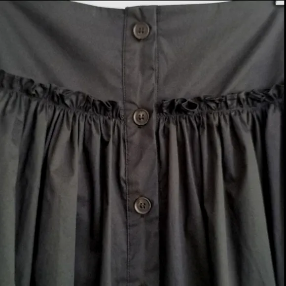 NWT Buttoned A-Line Cotton-Blend Maxi Skirt (Black) - Gentle Herd