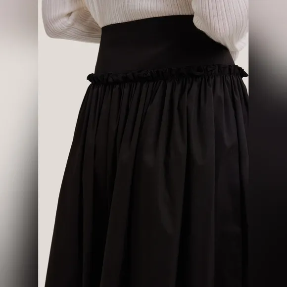 NWT Buttoned A-Line Cotton-Blend Maxi Skirt (Black) - Gentle Herd