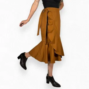 NWT Della Bee Denim Skirt Brown Western Coquette Cowgirl Anthropologie Small