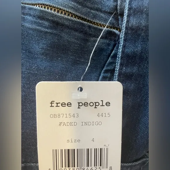 NWT Free People Womens Living It Up Denim Belted Pencil Mini Skirt Size 4